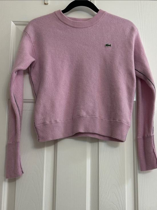 Lacoste Sweaters - Lacoste 100% Wool Sweater Pink | Classic Crocodile Logo Knit Pullover like new